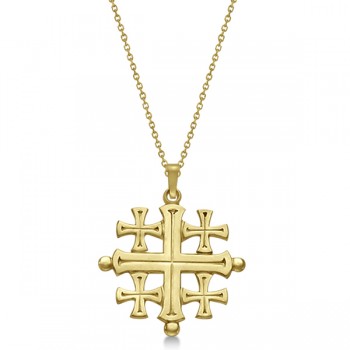 Crusaders' Jerusalem Cross Pendant for Men or Women in 14k Yellow Gold