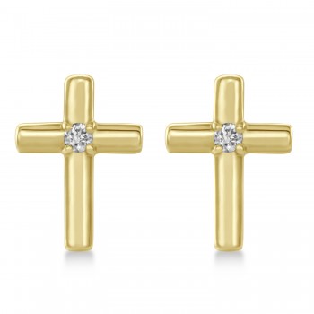 Diamond Cross Earrings 14k Yellow Gold (0.02ct)