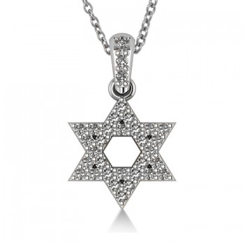 Diamond Jewish Star of David Pendant Necklace 14k White Gold (0.33ct)