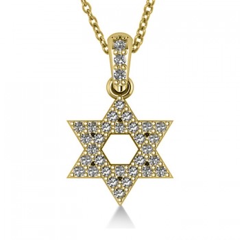 Diamond Jewish Star of David Pendant Necklace 14k Yellow Gold (0.33ct)