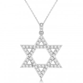 Diamond Jewish Star of David Pendant Necklace 14k White Gold (1.05ct)