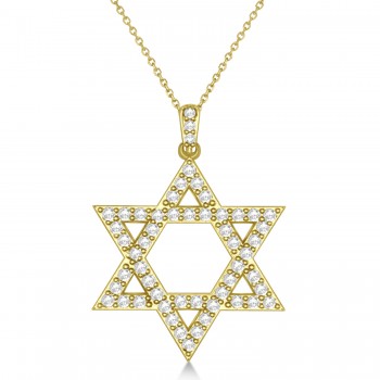 Diamond Jewish Star of David Pendant Necklace 14k Yellow Gold (1.05ct)