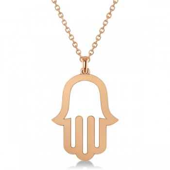 Hamsa Men's Necklace Plain Metal Pendant 14K Rose Gold