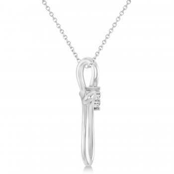 Diamond Two Stone Swirl Cross Pendant Necklace 14k White Gold (0.10ct)