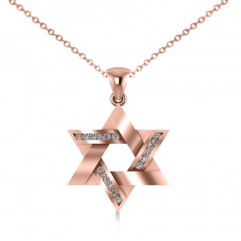 Diamond Star of David Pendant Necklace 14k Rose Gold (0.23ct)