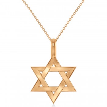 Jewish Star of David Pendant Necklace 14K Rose Gold