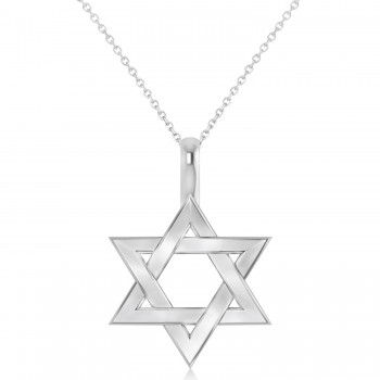 Jewish Star of David Pendant Necklace 14K White Gold
