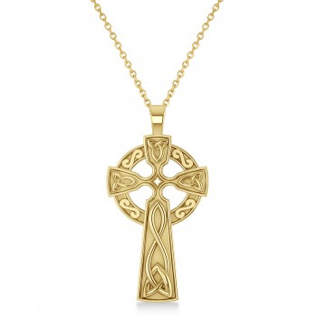 Religious Celtic Cross Pendant Necklace 14k Yellow Gold