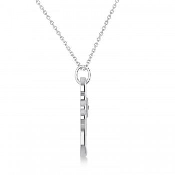 Diamond Swirl Open Cross Pendant Necklace 14k White Gold (0.05ct)