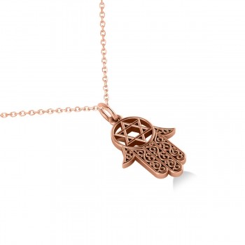 Star of David Hamsa Pendant Necklace 14k Rose Gold