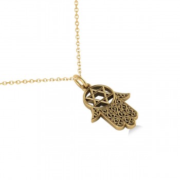 Star of David Hamsa Pendant Necklace 14k Yellow Gold