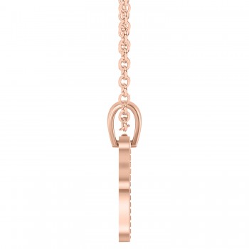 Jewish Brick Chai Pendant Necklace 14K Rose Gold