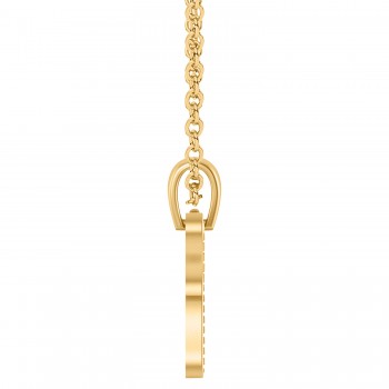 Jewish Brick Chai Pendant Necklace 14K Yellow Gold