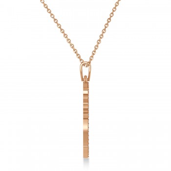 Diamond Angel Cross Outline Pendant Necklace 14k Rose Gold (0.68ct)