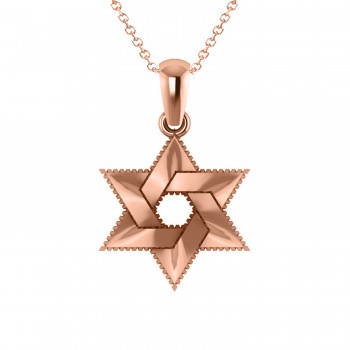 Star of David Pendant Necklace 14k Rose Gold