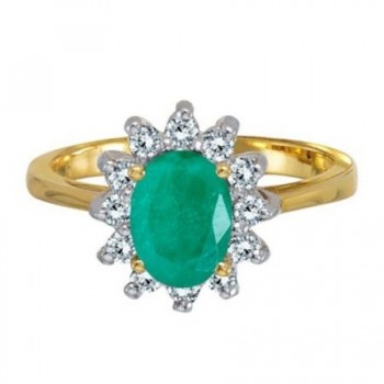 Lady Diana Oval Emerald & Diamond Ring 14k Yellow Gold (1.50 ctw)