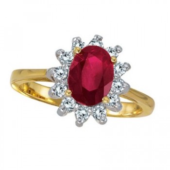 Lady Diana Oval Ruby & Diamond Ring 14k Yellow Gold (1.50 ctw)