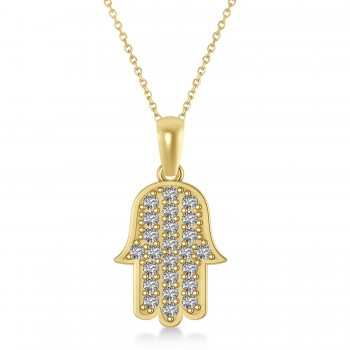 Diamond Hamsa Pendant Necklace 14k Yellow Gold (1.44ct)