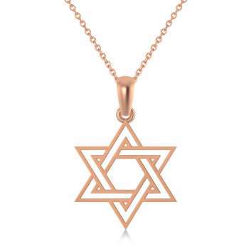 Jewish Star of David Pendant Necklace 14k Rose Gold