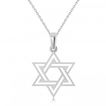 Jewish Star of David Pendant Necklace 14k White Gold