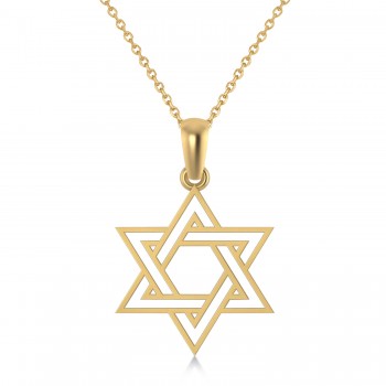 Jewish Star of David Pendant Necklace 14k Yellow Gold