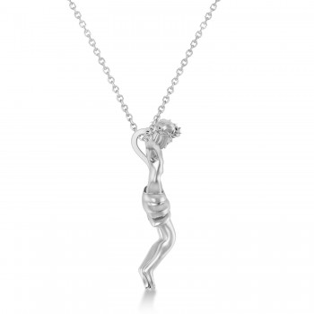 Crucified Jesus Christ Pendant Necklace 14k White Gold