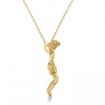 Crucified Jesus Christ Pendant Necklace 14k Yellow Gold