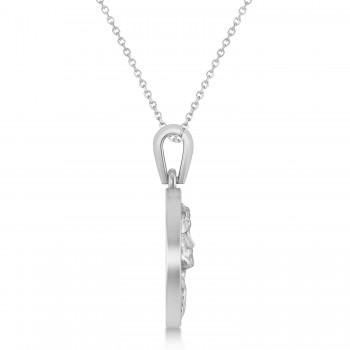 Jesus Christ Medal Pendant Necklace 14k White Gold