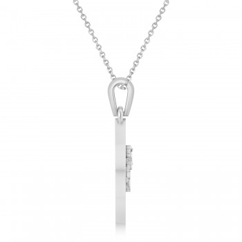 Star of David with Lion Pendant Necklace 14k White Gold