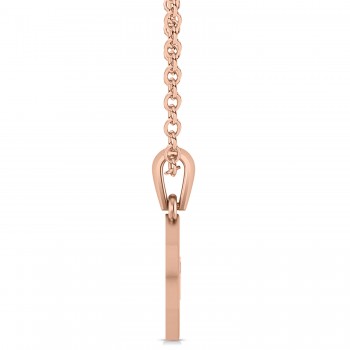 Jewish Star of David with Chai Pendant Necklace 14K Rose Gold
