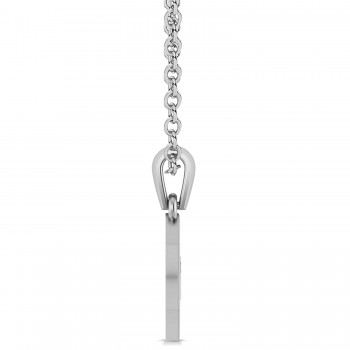 Jewish Star of David with Chai Pendant Necklace 14K White Gold