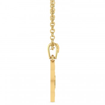 Jewish Star of David with Chai Pendant Necklace 14K Yellow Gold