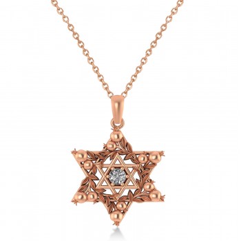 Diamond Jewish Star of David Pendant Necklace 14K Rose Gold (0.25ct)