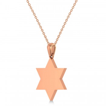 Jerusalem Motif Jewish Star of David Pendant Necklace 14K Rose Gold