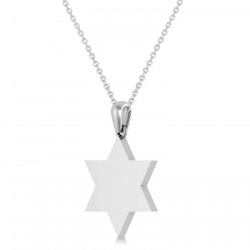 Jerusalem Star of David Pendant Necklace 14K White Gold