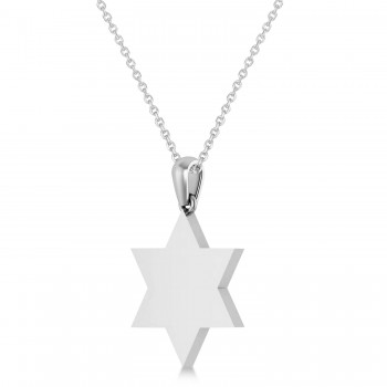 Jewish Star of David Pendant Necklace 14K White Gold