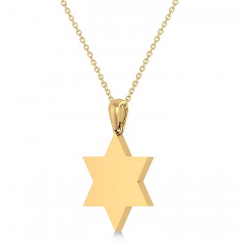 Jerusalem Motif Jewish Star of David Pendant Necklace 14K Yellow Gold