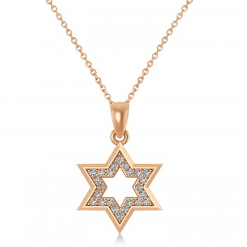 Diamond Jewish Star of David Pendant Necklace 14K Rose Gold (0.24ct)