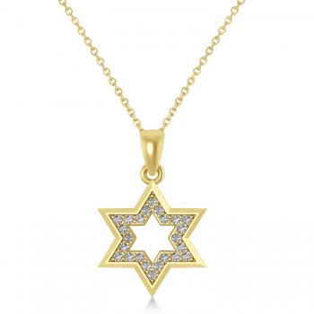 Diamond Jewish Star of David Pendant Necklace 14K Yellow Gold (0.24ct)