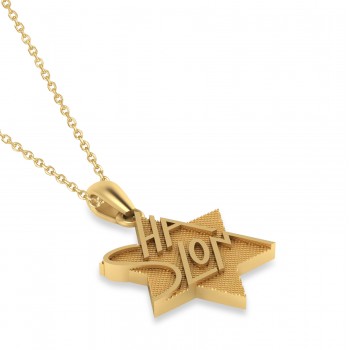 Jewish Star of David Shalom Pendant Necklace 14K Yellow Gold