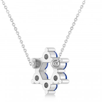 Blue Sapphire Star of David Pendant Necklace 14K White Gold (0.60ct)
