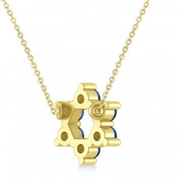 Blue Sapphire Jewish Star of David Pendant Necklace 14K Yellow Gold (0.60ct)