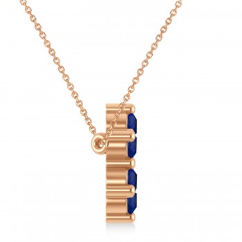 Star of David Blue Sapphire Pendant Necklace 14K Rose Gold (1.20ct)