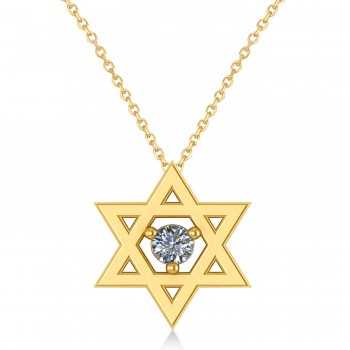 Floating Diamond Jewish Star of David Pendant Necklace 14K Yellow Gold (.15ct)