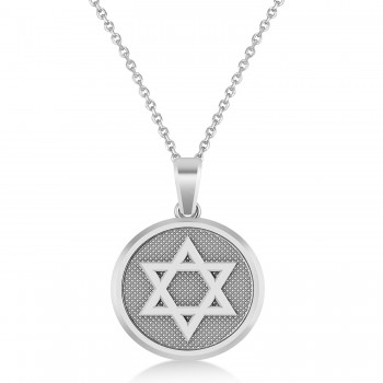 Jewish Star Of David Pendant Necklace 14K White Gold
