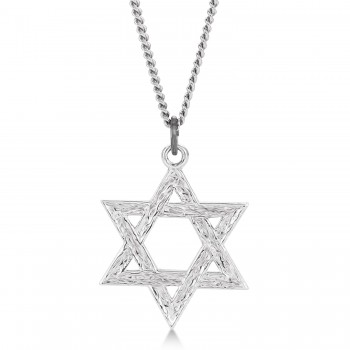 Jewish Star of David Pendant Necklace Sterling Silver Medium