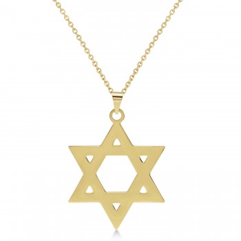 Jewish Star of David Pendant Pendant Necklace 14K Yellow Gold