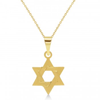 Jewish Star of David Pendant Pendant Necklace 14K Yellow Gold