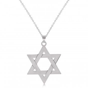 Jewish Star of David Pendant Necklace Sterling Silver