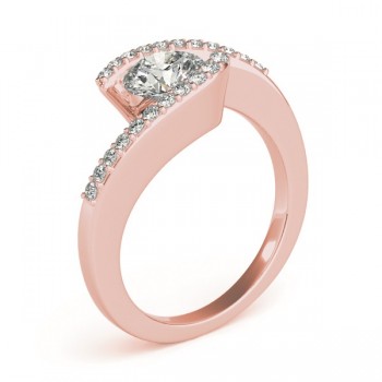 Diamond Accented Tension Set Engagement Ring 14k Rose Gold (0.17ct)